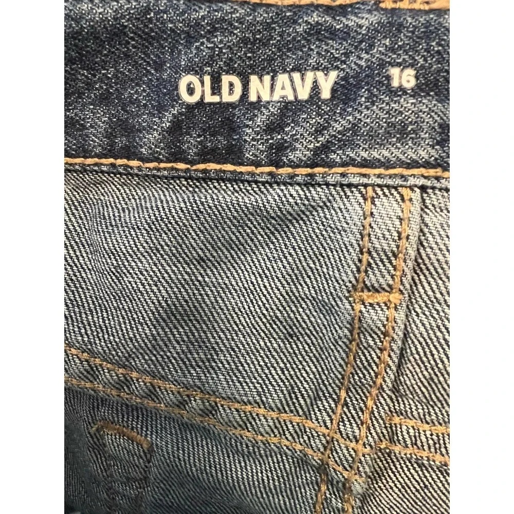 Old Navy Loose Denim Blue Jeans Girl's Size 16 Adjustable Waist